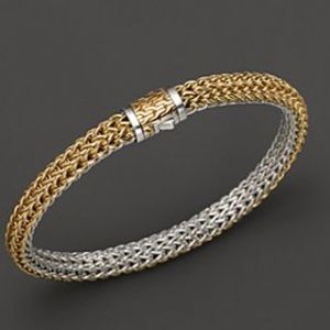 John Hardy 18K and Sterling Reversible 5mm Bracelet Average size.
